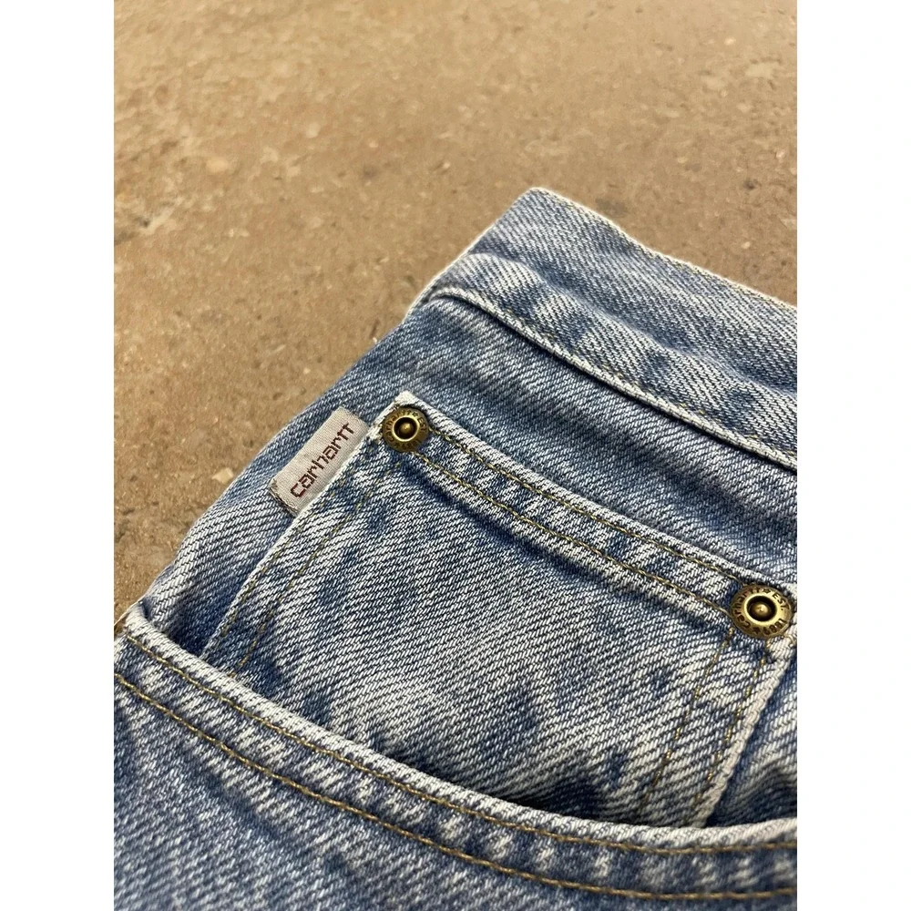 Carhartt‎ Jeans Mens Light Blue Denim Relaxed Straight Leg 5-Pocket Zip Fly Work